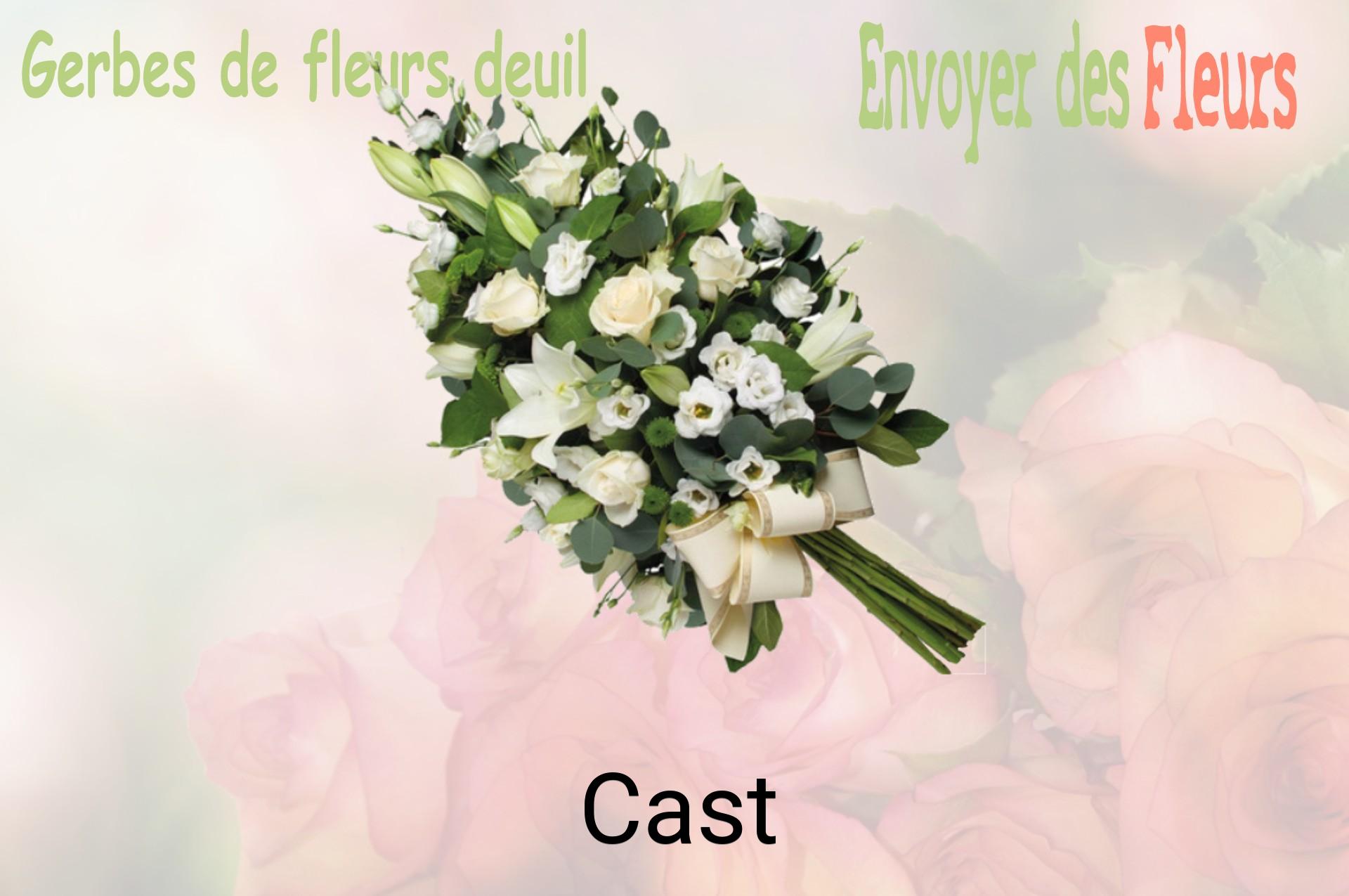 Gerbe de fleurs de deuil livrée à Cast